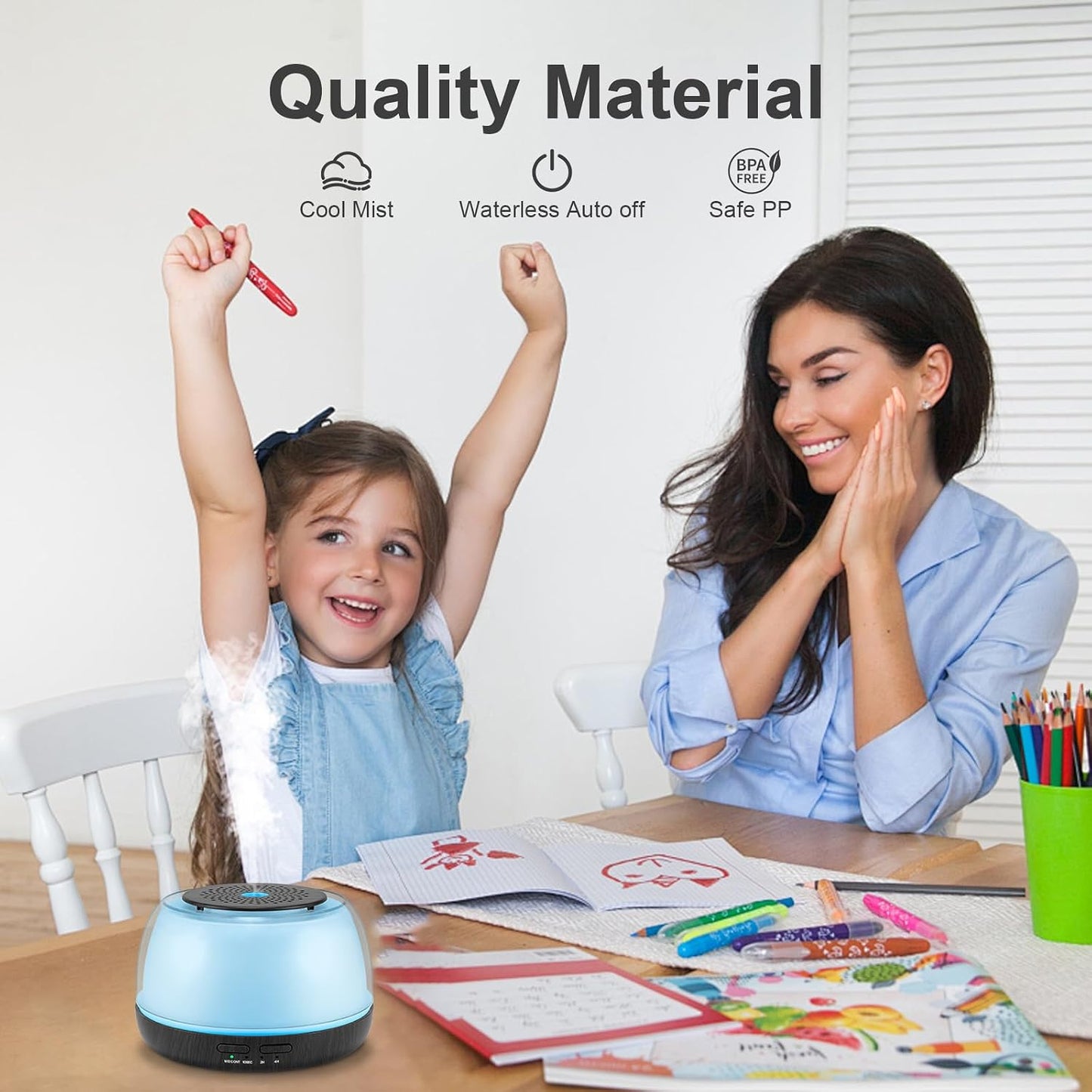 300ML Essential Oil Diffuser, Remote Control Ultrasonic Aromatherapy Oil Diffusers Cool Mist Humidifier, Waterless Auto-Off and 7 LED Light Colors for Bedroom, Yoga, SPA, Baby