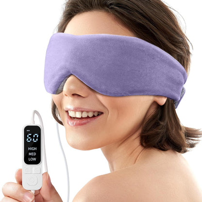 YFONG Heated Eye Mask, Warm Eye Compress Mask for Dry Eyes, USB Electric Heating Pad with Temperature & Timer Control, Dry Sleep Mask for Relax & Reduce Strain Dark Circle Stye Treatment, Blue
