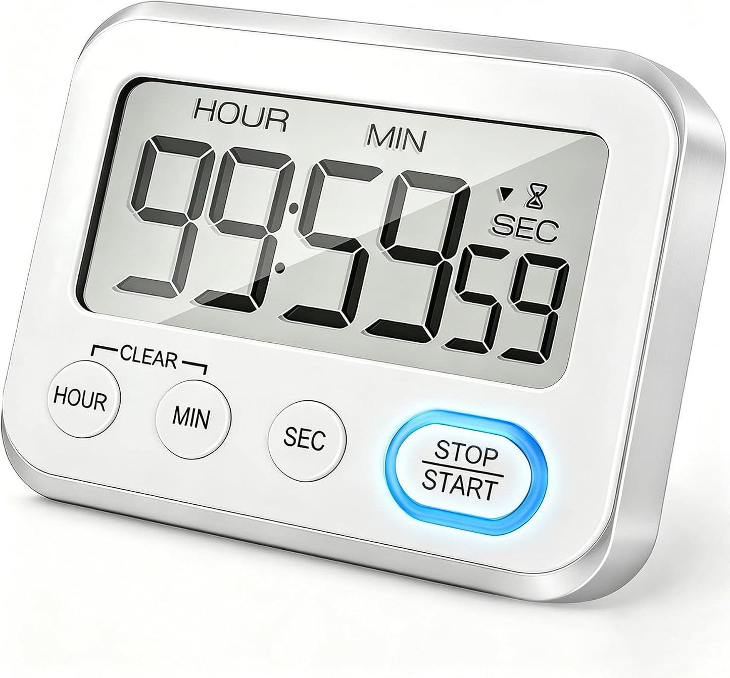 Digital Kitchen Timer Magnetic Loud Alarm, Large LCD Screen Silent/Beeping Multi-Function for Teachers Classroom Kids, Black