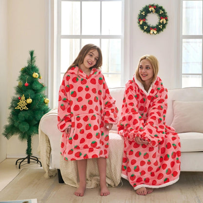 Wearable Blanket Sweatshirt Gifts for Women and Men, Warm and Cozy Giant Blanket Hoodie, Thick Flannel Blankets with Sleeves and Giant Pocket - Light Grey