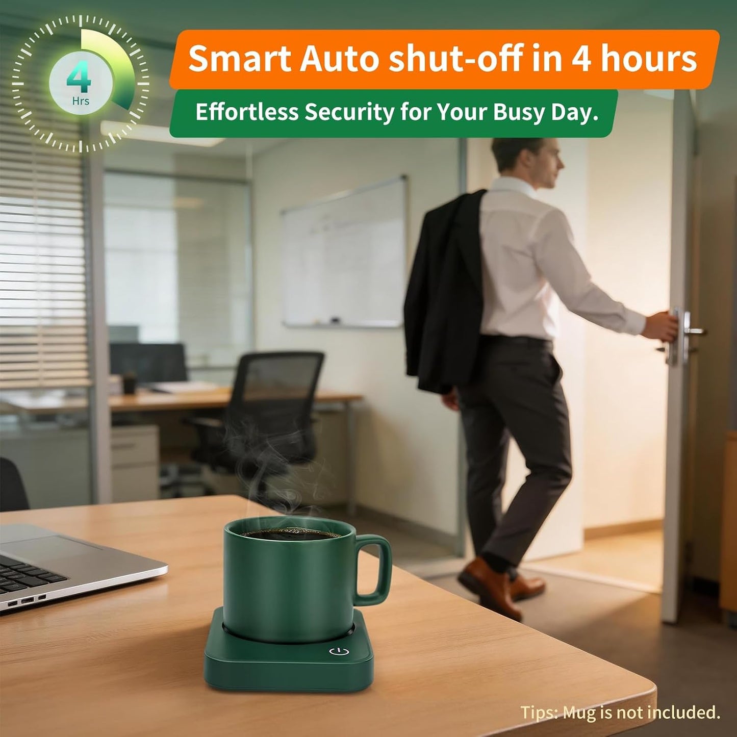 VOBAGA Coffee Mug Warmer for Desk with Auto Shut Off & 3-Temp Settings, Coffee Cup Warmer with Smart Safety Alert Home Office Accessory, Perfect for Coffee, Tea, Milk (Mug for Display)