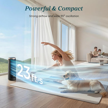 LEVOIT Tower Fan for Bedroom, 20dB Quiet Desk Fan with 23ft/s, Portable & Easy to Carry, 3-Angle & 5-Speed Mini Oscillating Fan, DC Motor, Bladeless, Remoter, 12H Timer, for Home, Room, Office, White
