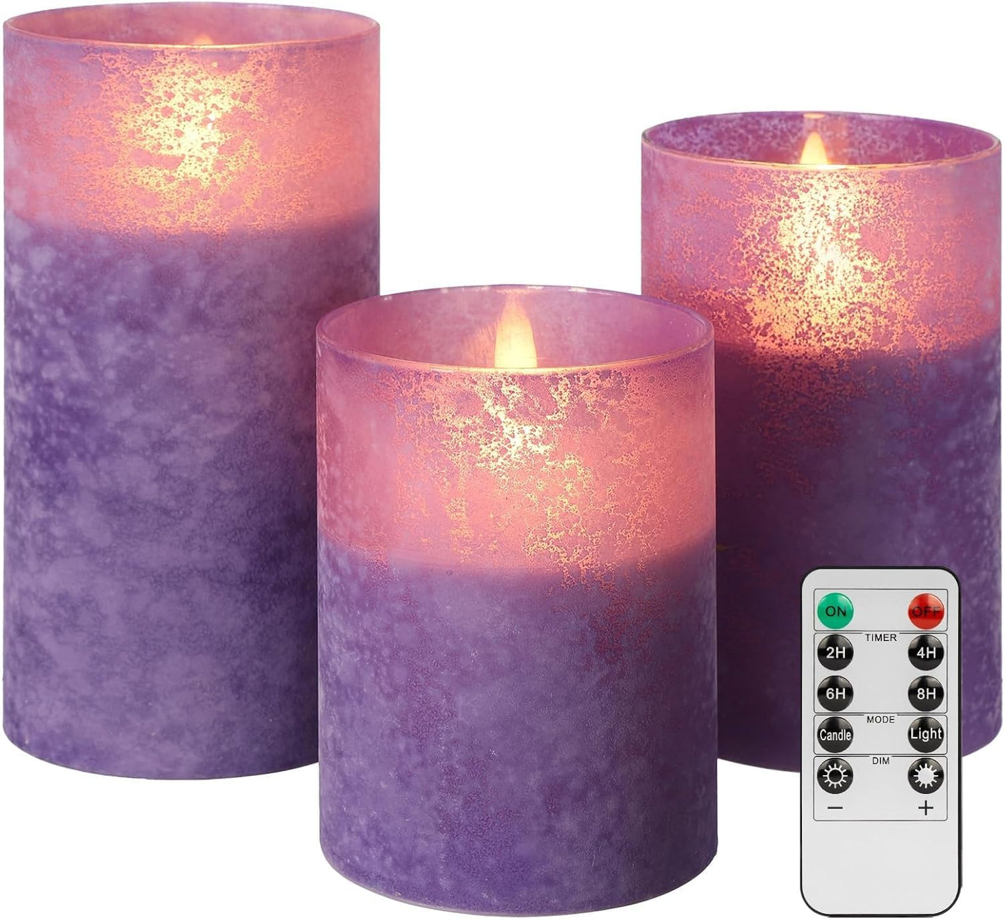 ANGELLOONG Flickering Flameless Candles, Realistic Battery Operated Candles with Remote and Timer, Set of 3 LED Candles for Fall Room Home Wedding Decor Centerpieces Table Party Christmas Decorations