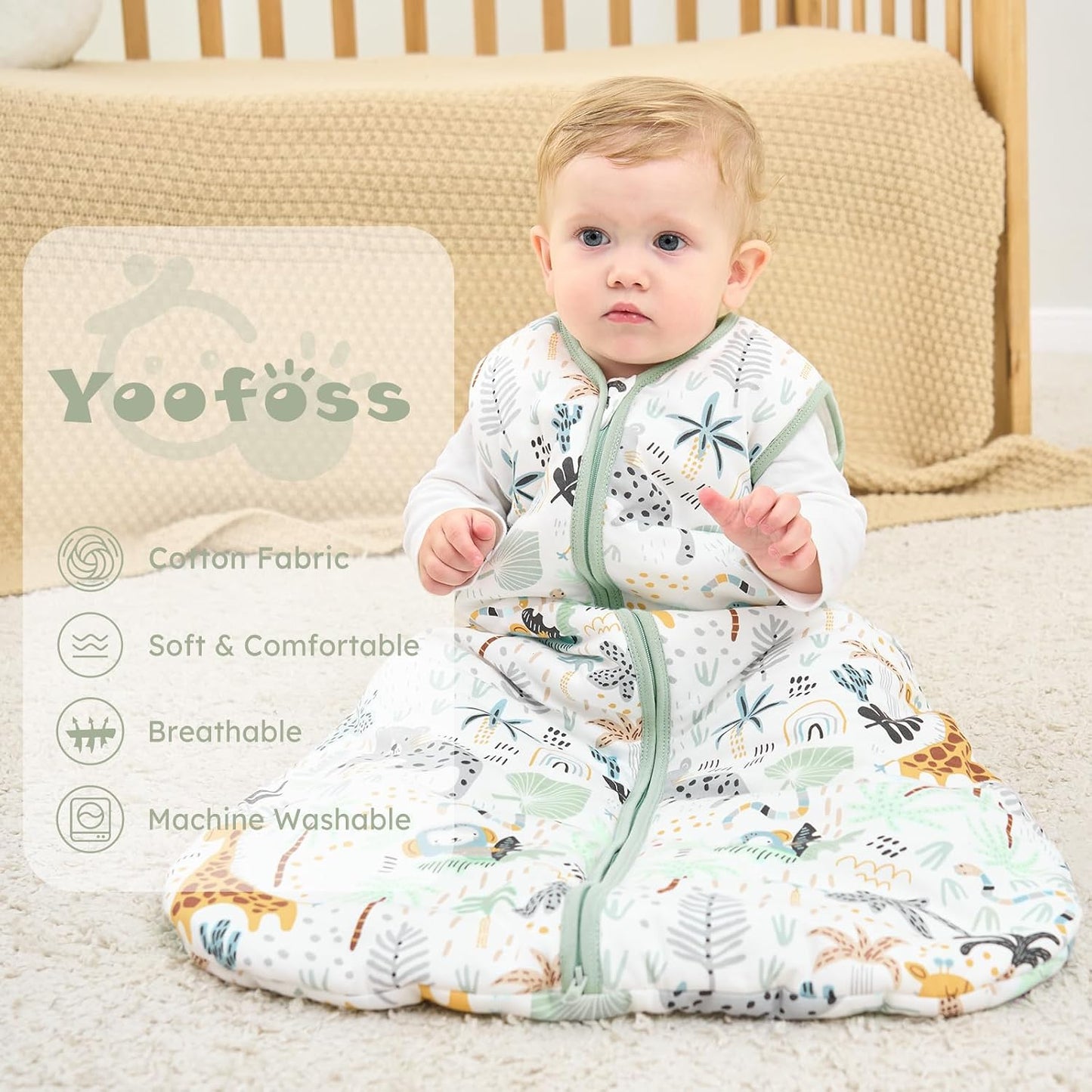 Yoofoss Baby Sleep Sack Baby Wearable Blanket 100% Cotton 2-Way Zipper Toddler Sleeping Sack