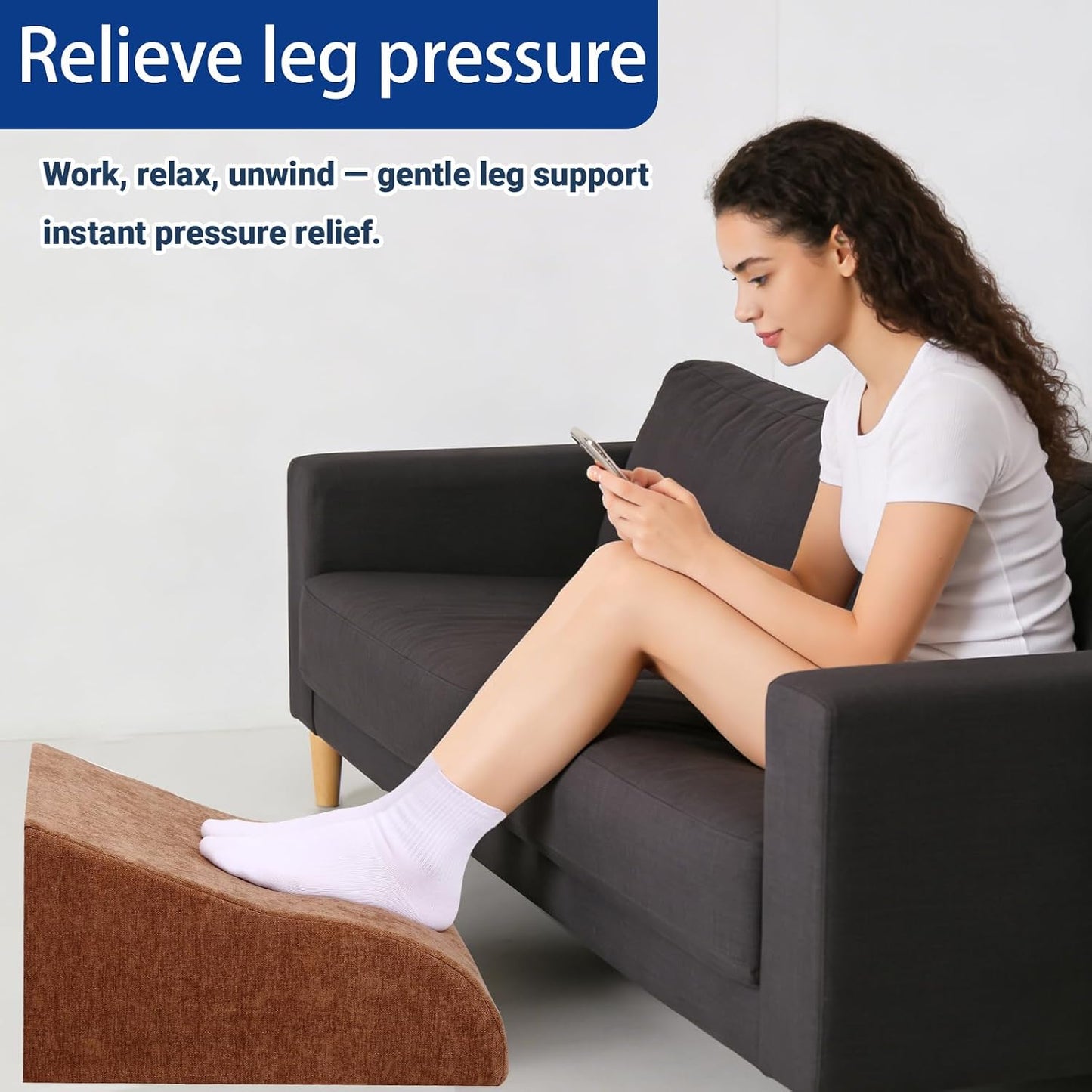 Foot Rest for Under Desk at Work, Ergonomic Under Desk Footrest with Washable Cover for Office, Home & Gaming Leg Elevation Pillow Black