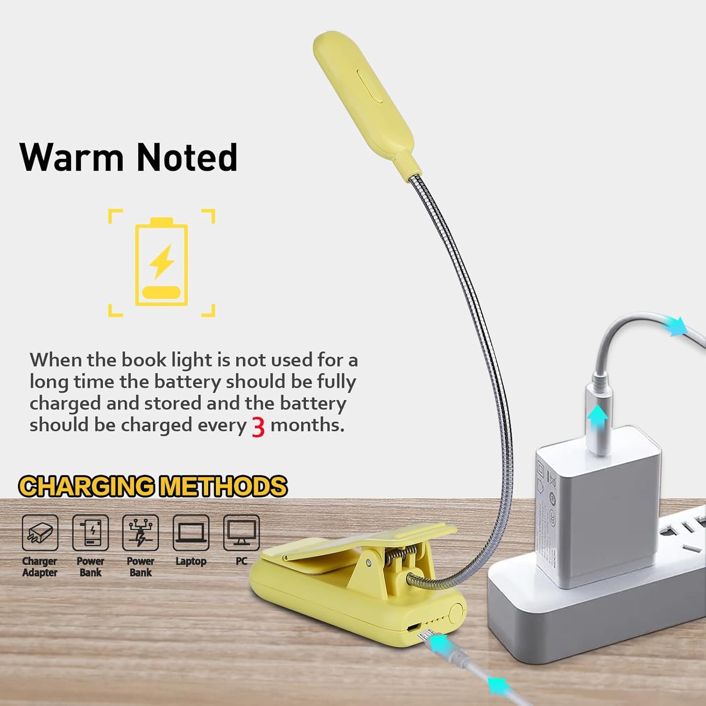 VAVOFO Clip On Book Light for Bed Kids, 7 LED Reading Light with 9-Level Warm Cool White Daylight, Eye Care Lamp with Power Indicator for Bookworms (Blue)