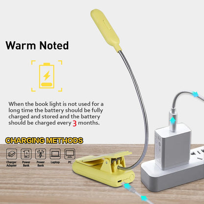 VAVOFO Clip On Book Light for Bed Kids, 7 LED Reading Light with 9-Level Warm Cool White Daylight, Eye Care Lamp with Power Indicator for Bookworms (Blue)