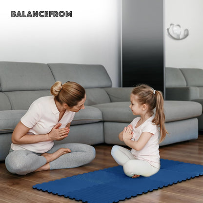 BalanceFrom Puzzle Exercise Mat 1/2" Thick, EVA Interlocking Foam Floor | Tiles for Home Gym, Mat for Home Workout Equipment, Floor Padding for Kids, Black, 24 in x 24 in x 1/2 in, 144 Sq Ft-36 Tiles