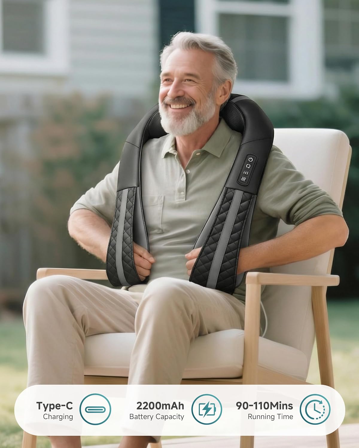 Snailax Cordless Massager - Shiatsu Neck and Shoulder Massager with Heat, FSA Eligible, Portable, Lumbar, Back Electric Massage Pillow, Gift for Woman, Mom, Dad