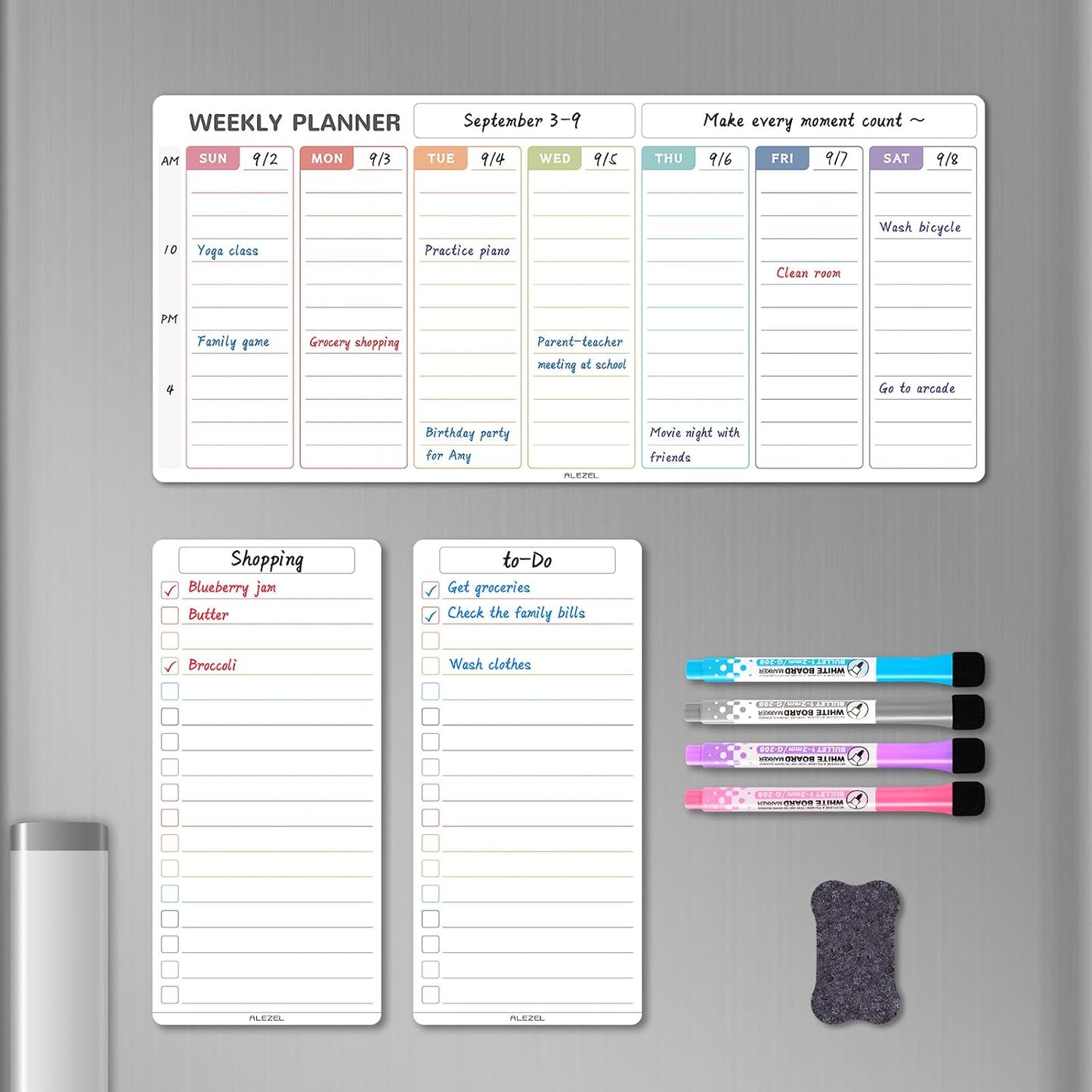 ALEZEL Magnetic Weekly Calendar Whiteboard for Fridge
