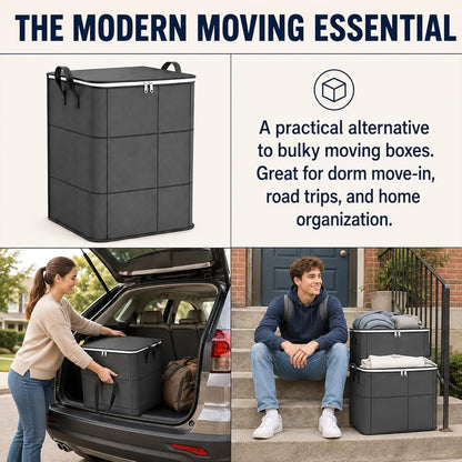220L Spacious Moving Storage Bin with Reinforced Handles & Zipper, XXL Foldable Fabric Storage Bag for Bedding, Clothes, Quilts, Comforters, Closet Organization & Moving (XXL: 23.6x19.7x27.6 in,3)