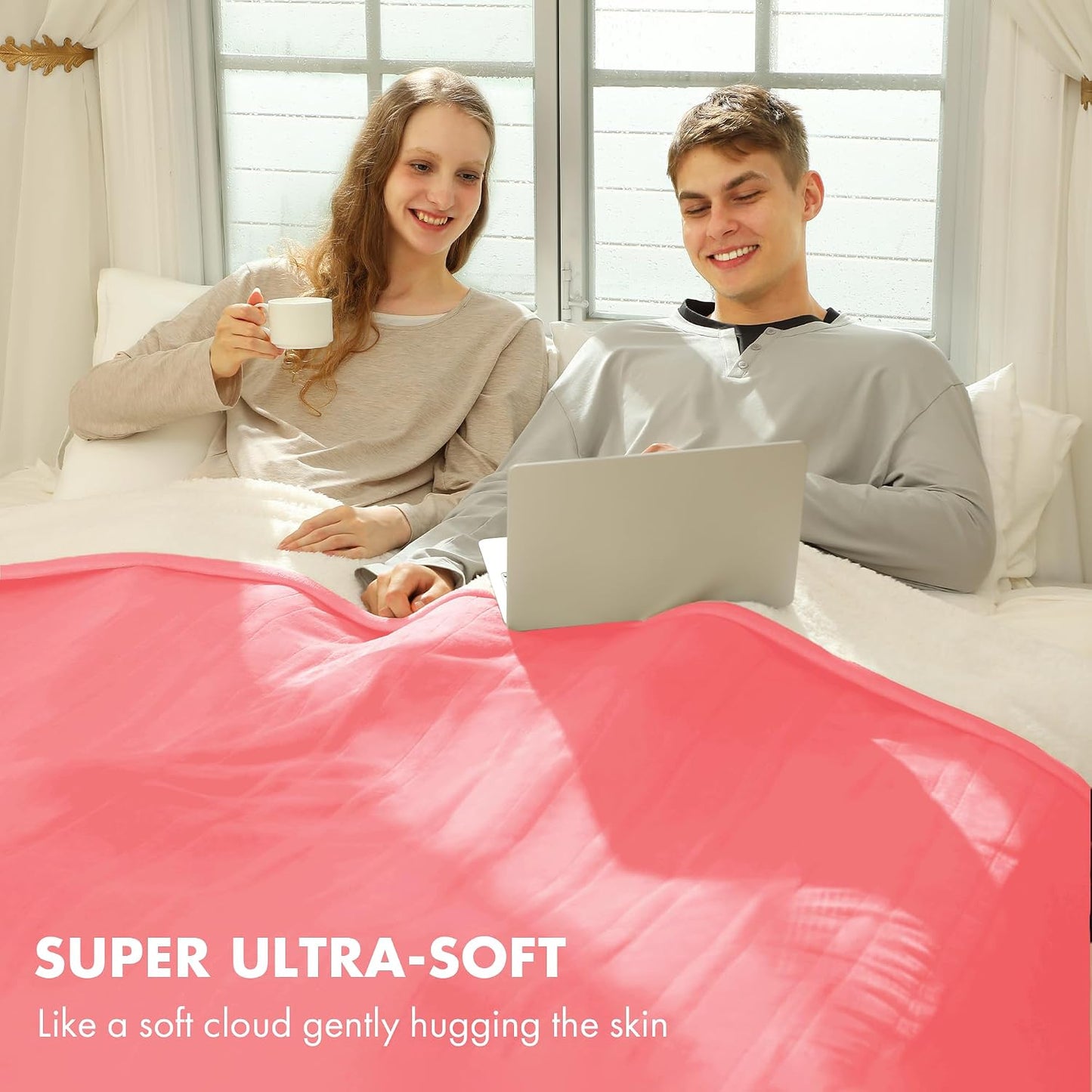 Heated Blanket Throw 50" x 60" - Soft Flannel Sherpa Electric Blanket Throw with 5 Heating Levels & 4 Hours Auto Off, Machine Washable, Ideal Gift for Grandma (Purple)
