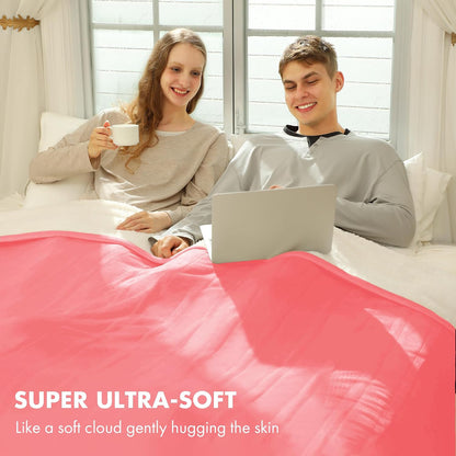 Heated Blanket Throw 50" x 60" - Soft Flannel Sherpa Electric Blanket Throw with 5 Heating Levels & 4 Hours Auto Off, Machine Washable, Ideal Gift for Grandma (Purple)