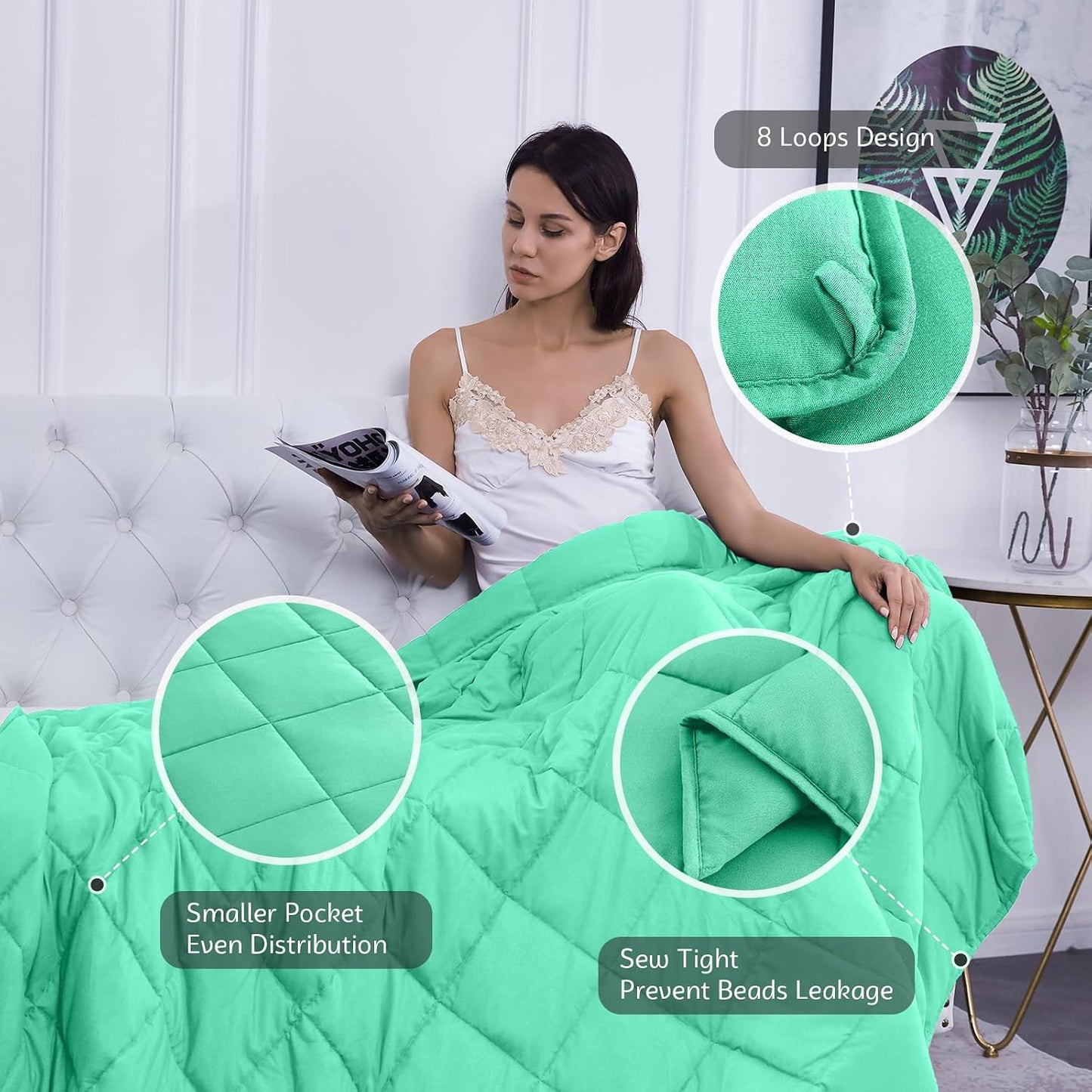 L'AGRATY Weighted Lap Pad 7lb: Small Weighted Blanket for Adults - Cooling Portable Travel Blanket for Relaxation Sleeping - Washable All-Season (29" x 24")