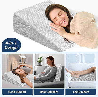 Wedge Pillow for Sleeping, 7.5" Memory Foam Bed Wedge Pillow