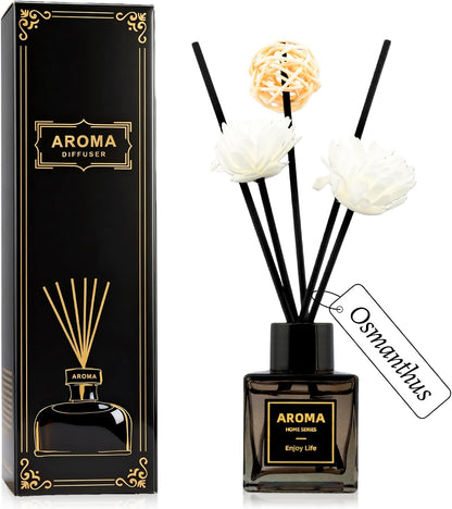 Reed Diffuser Set, 1.7 fl oz Scent Diffuser with Sticks, Jasmine Scent for Bathroom Accessories Shelf Decor, Air Fresheners for Home, Home Fragrance Products, House Office Room Decor Aesthetic Gift