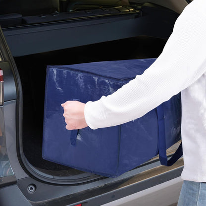 TICONN Extra Large Moving Bags Heavy Duty with Zippers & Carrying Handles, Durable Storage Bags Moving Boxes for Closet Organizers and Storage (Blue)