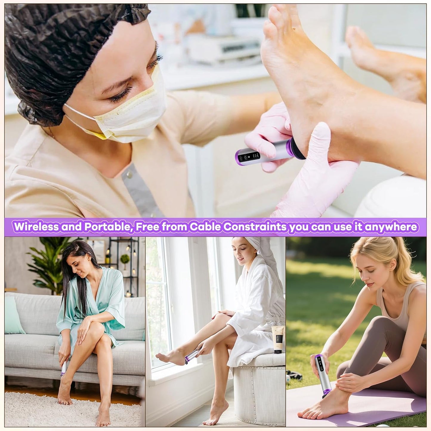 Electric Foot Callus Remover, Apply Oil,Foot File,Reusable Nano-Glass Head, Ergonomic Premium Aluminum Callus Remover for feet, Professional Foot SPA Pedicure Tool at Home