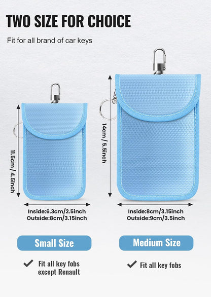 Faraday Pouch for Car Keys, Faraday Bag, Car RFID Signal Blocking Holder, Key Fob Protector, Key fob cage Block Signal Anti-Theft Fob Case (2 Pack)
