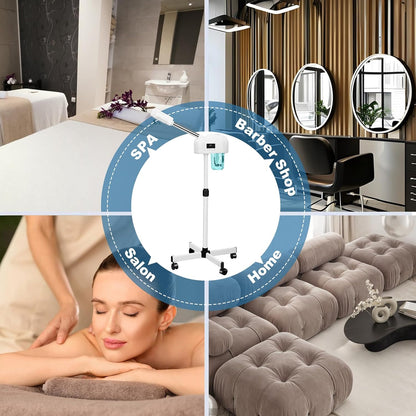 Professional Facial Steamer, Nano Ionic Hot Mist Spray, Stand Facial Steamer for Estheticians, Timer, Vaporizador Face Steamer for Deep Cleansing & Hydration, Home Salon SPA