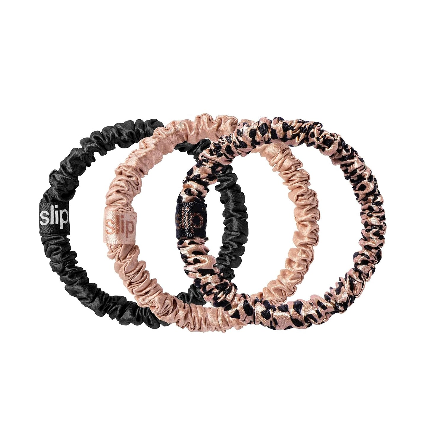 SLIP Amazon Exclusive Skinny Scrunchies: Anti-Crease, Anti-Breakage Slipsilk™ Design Protects Delicate Hair | Includes 3 Pure Silk Scrunchies, Basics