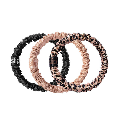 SLIP Amazon Exclusive Skinny Scrunchies: Anti-Crease, Anti-Breakage Slipsilk™ Design Protects Delicate Hair | Includes 3 Pure Silk Scrunchies, Basics