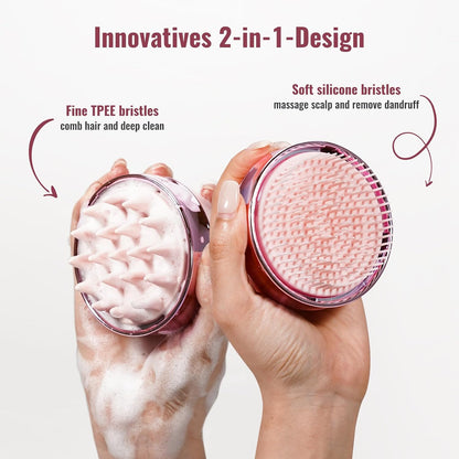 SHINLEA 2 in 1 Scalp Massager Hair Growth,Scalp Scrubber with Soft Silicone Bristles for Dandruff Removal,Shampoo Brush for Exfoliation,Head Massager for Both Wet and Dry Use (Black)