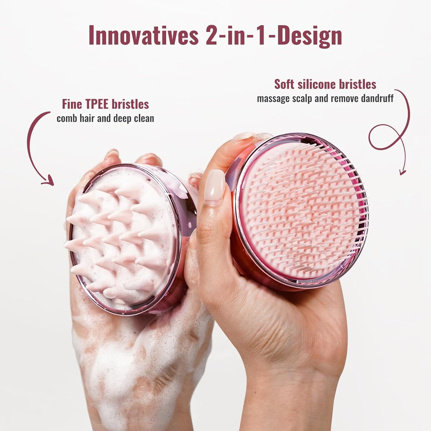 SHINLEA 2 in 1 Scalp Massager Hair Growth,Scalp Scrubber with Soft Silicone Bristles for Dandruff Removal,Shampoo Brush for Exfoliation,Head Massager for Both Wet and Dry Use (Black)