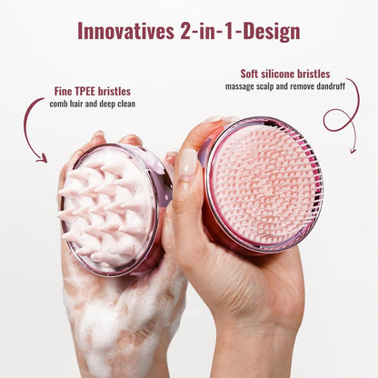 SHINLEA 2 in 1 Scalp Massager Hair Growth,Scalp Scrubber with Soft Silicone Bristles for Dandruff Removal,Shampoo Brush for Exfoliation,Head Massager for Both Wet and Dry Use (Black)
