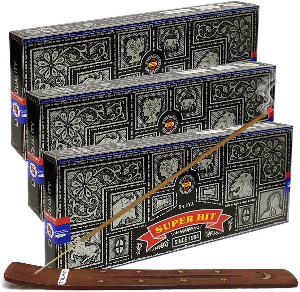 TRUMIRI Incense Stick Holder Bundle with Satya Sai Baba Nagchampa 250g Bulk Incense Sticks Nag Champa Agarbatti - Pack of 1 (Approx 250 Insence-Sticks)