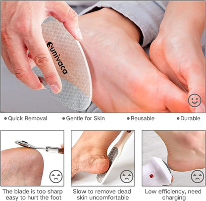 Glass Foot File Callus Remover for Feet, Heel Scraper, Pumice Stone, Diabetic Feet Scrubber Dead Skin Remover for Feet Professional Pedicure Tools | Diabetic Foot Scrubber | Nano-Glass | Safe, Effective Yet Gentle | Seamless ,Hygienic, Durable