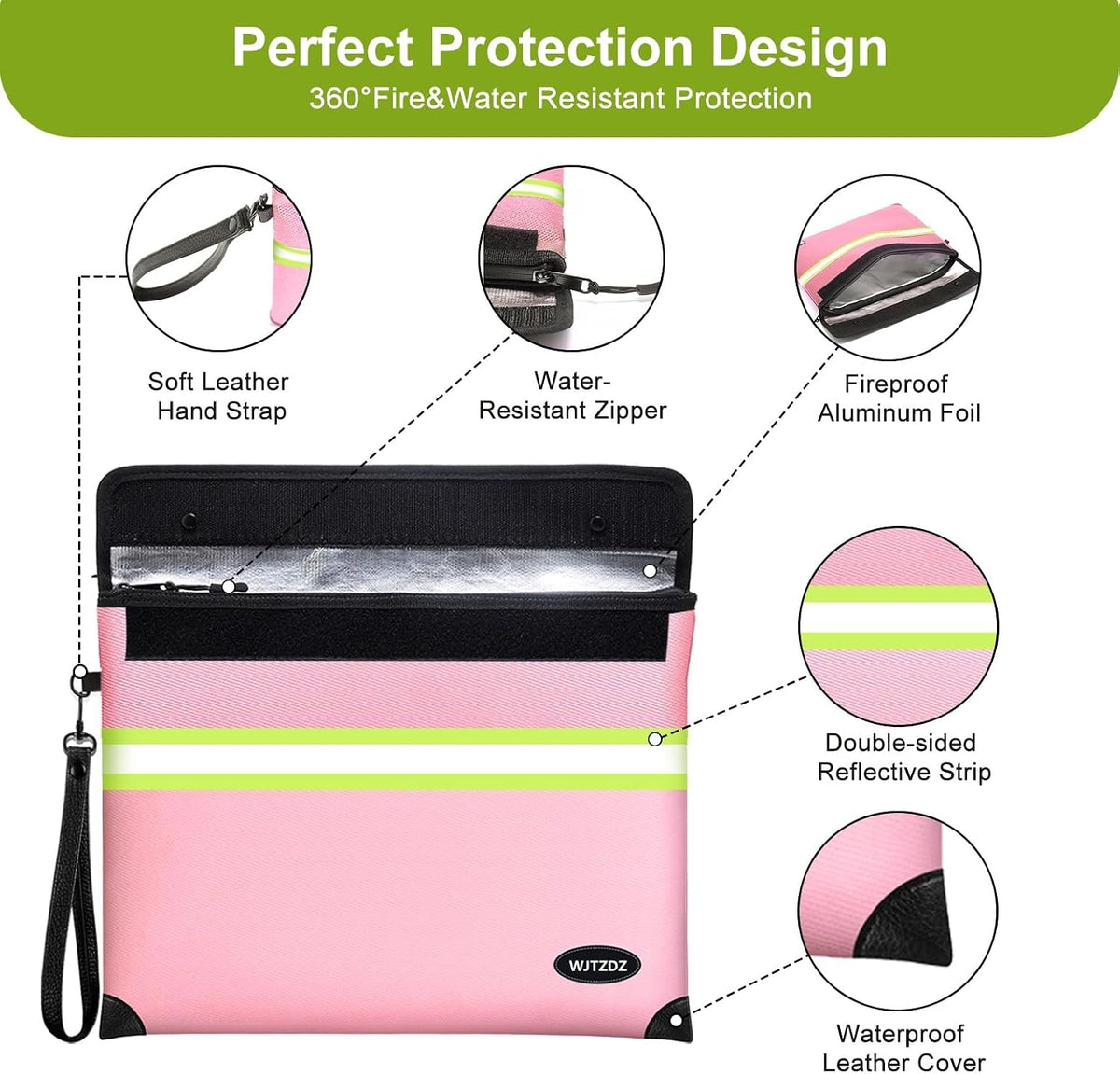 Upgraded Fireproof Money Bag,10 Layers of Heat Insulated Materials 6500°F
