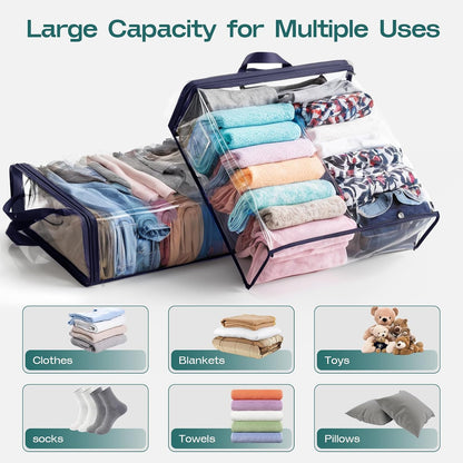 Hopack Under Bed Storage Bags Organizer, 22L Clear Storage Bags, Bags Organizer Clear Zipper Containers Bedroom, Storage Bag for Sweater, Clothes, Shoe Toy, Blanket, Sheet (Black)