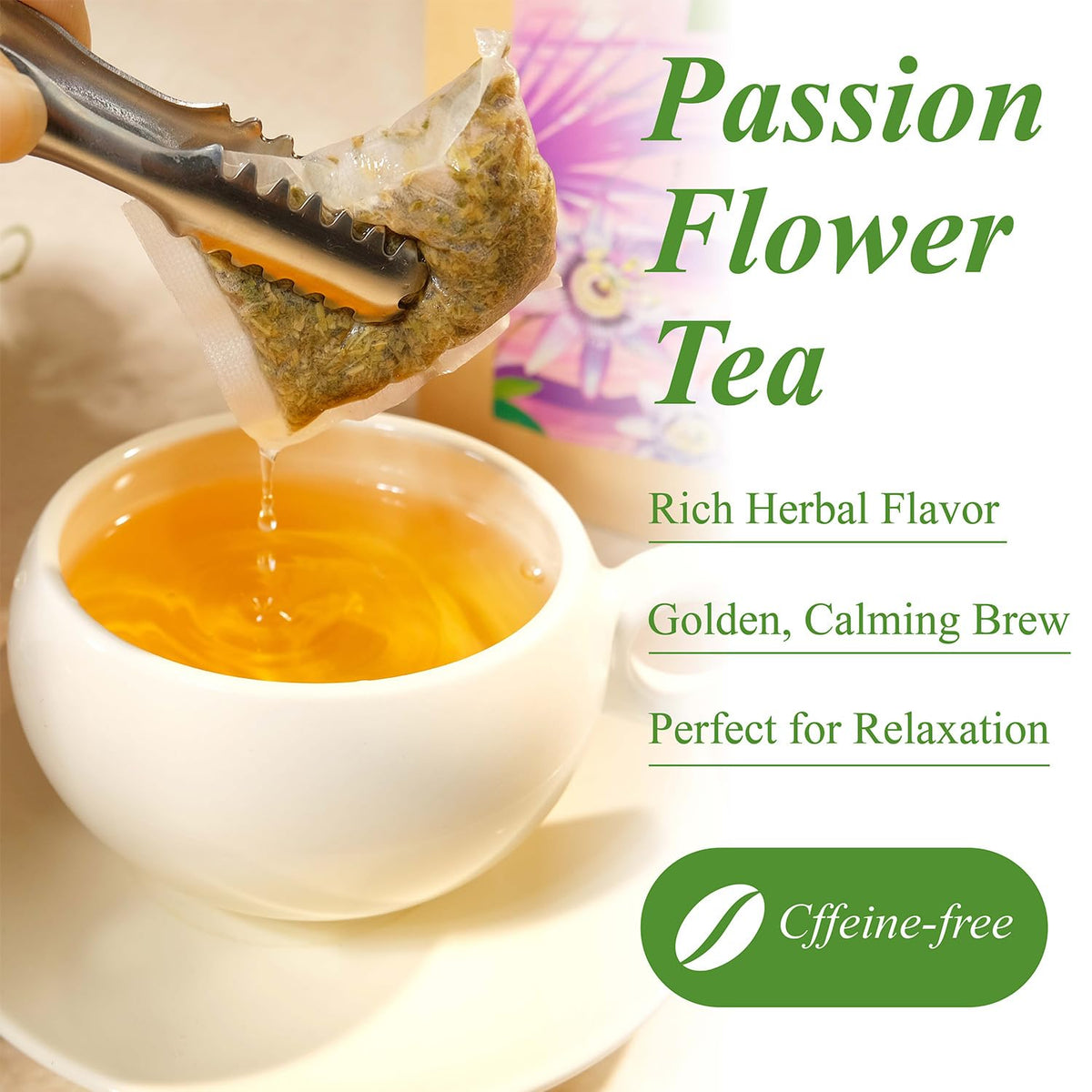 WT WEETEE Passionflower Tea Bags 100ct, Caffeine-Free Herbal Tea for Night