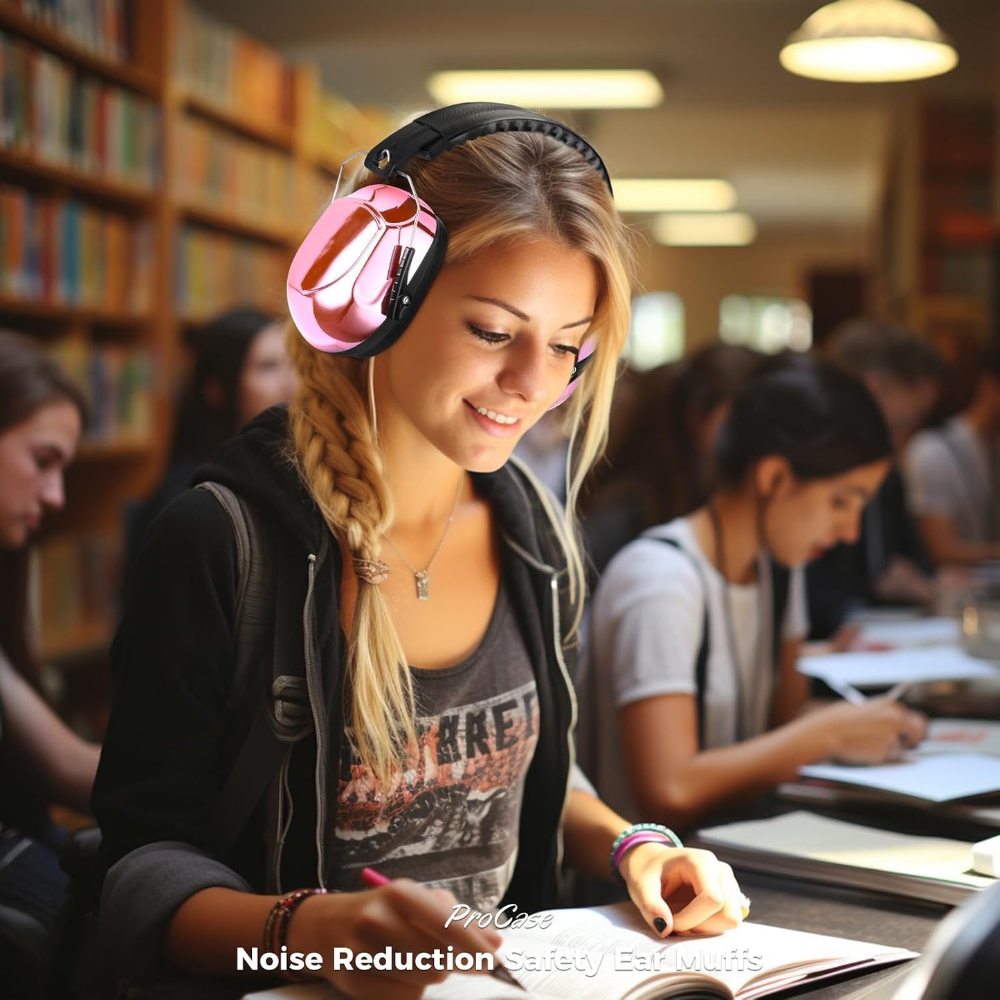 ProCase NRR 28dB Noise Reduction Ear Muffs, Foldable Adjustable Passive Noise Cancelling Headphones for Adults Kids Autism, Hearing Protection for Shooting, Construction, Mowing, Studying -Black - Colors A