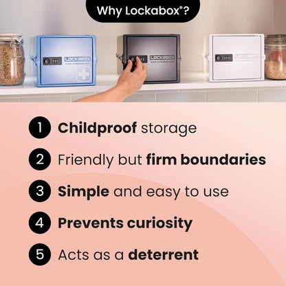 Lockabox One™ | Premium Lock Box | Medium Combination Lock Box For Food, Medicine & Home Safety | External Size 12 x 8 x 6.6 inches (Crystal)