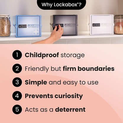 Lockabox Mini™ | Small Lock Box with Combination Lock (Half Letter Sized) | Mini Lockable Box for Small Medicines, Snacks & Mobile Phones | External Size 8.8 x 6.1 x 4.7 Inches (Crystal)