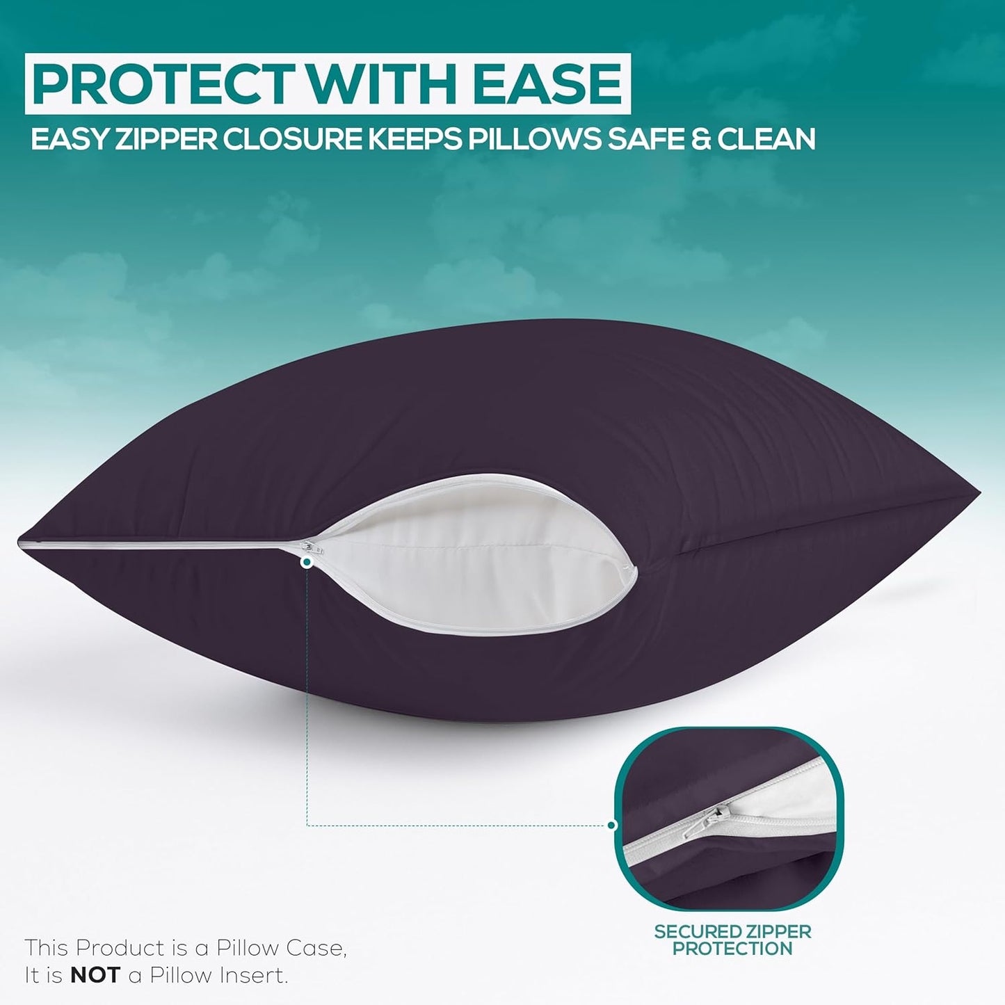 Utopia Bedding Premium 100% Waterproof Pillow Protectors with Zipper Standard Size (Set of 4), Bed Bug and Dust Mite Proof Zippered Pillow Covers, Pillow Encasement Cases, Gray
