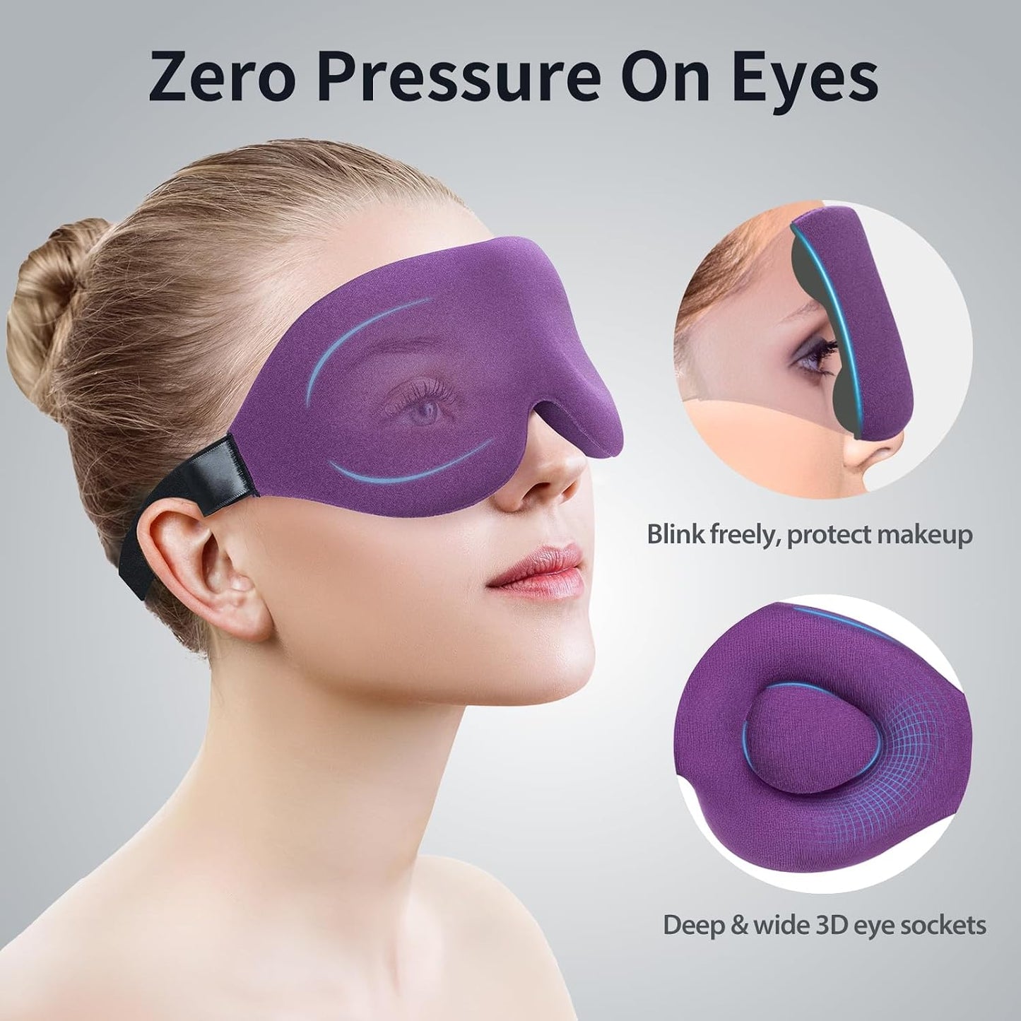 NEWVANGA Sleep Mask for Back and Side Sleeper, Block Out Light, Luxury Sleeping Eye Mask of 3D Night Blindfold, Zero Pressure Breathable Travel Eye Cover Black