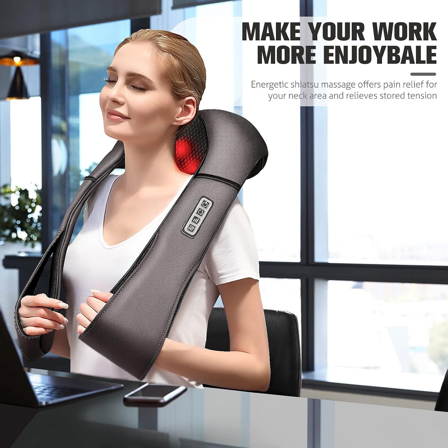 MagicMakers Fathers Day Dad Gifts, Shiatsu Neck Massager with Heat for Pain Relief Deep Tissue – Christmas Gift for Women, Men, Mom, Dad, Her, Him– Amazing Back & Shoulder Relief from Daughter or Son