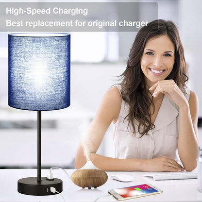 Set of 2 Touch Control Table Lamps with 2 USB & AC Outlet, 3-Way Dimmable Bedside Nightstand Lamps for Bedroom Living Room Nursery, 800 Lumens 5000K Daylight Bulbs Included