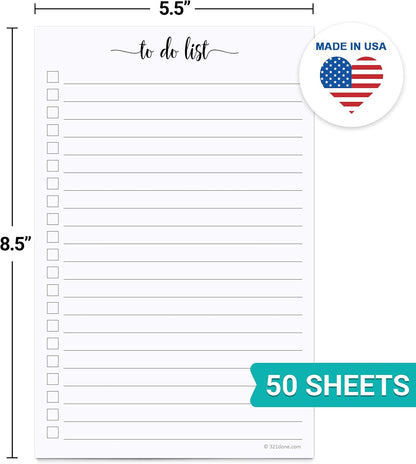 321Done To Do List Notepad, 5.5x8.5 Inches, 50 Sheets, College Ruled