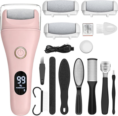 Electric Foot File Callus Remover for Feet - 6pcs Larger Grinding Head&3Speed, Pedicure Kit Foot Scrubber Deadskin Callus Remover, Foot Care Kit Pedicure Tools for Dead Skin Callus Hardskin Dry Cracks