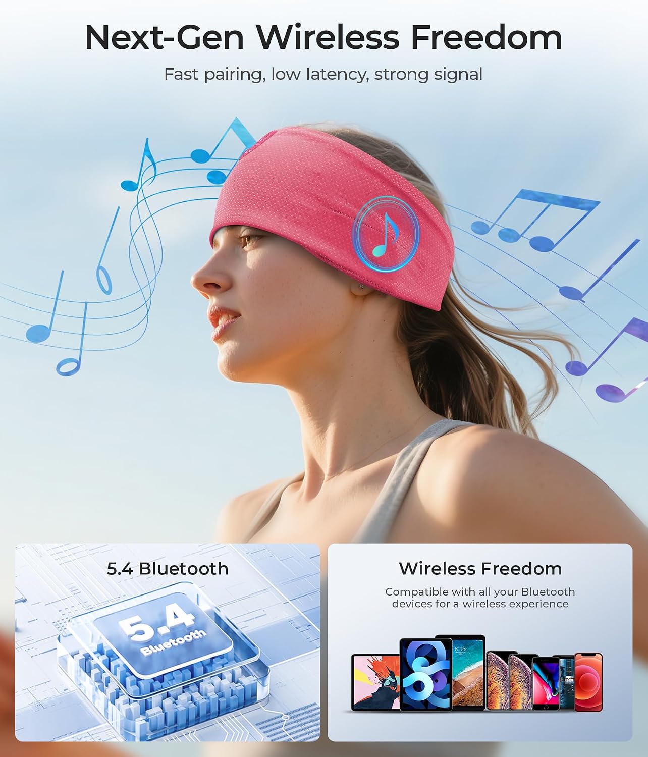 ink-topoint Sleep Headphones Bluetooth 5.4 Headband, 2 in 1 Sleep Mask with Bluetooth Headphones, Wireless Headband Earphones with Ultra-Thin HD Stereo Speaker, Music Headband for Workout Running Yoga