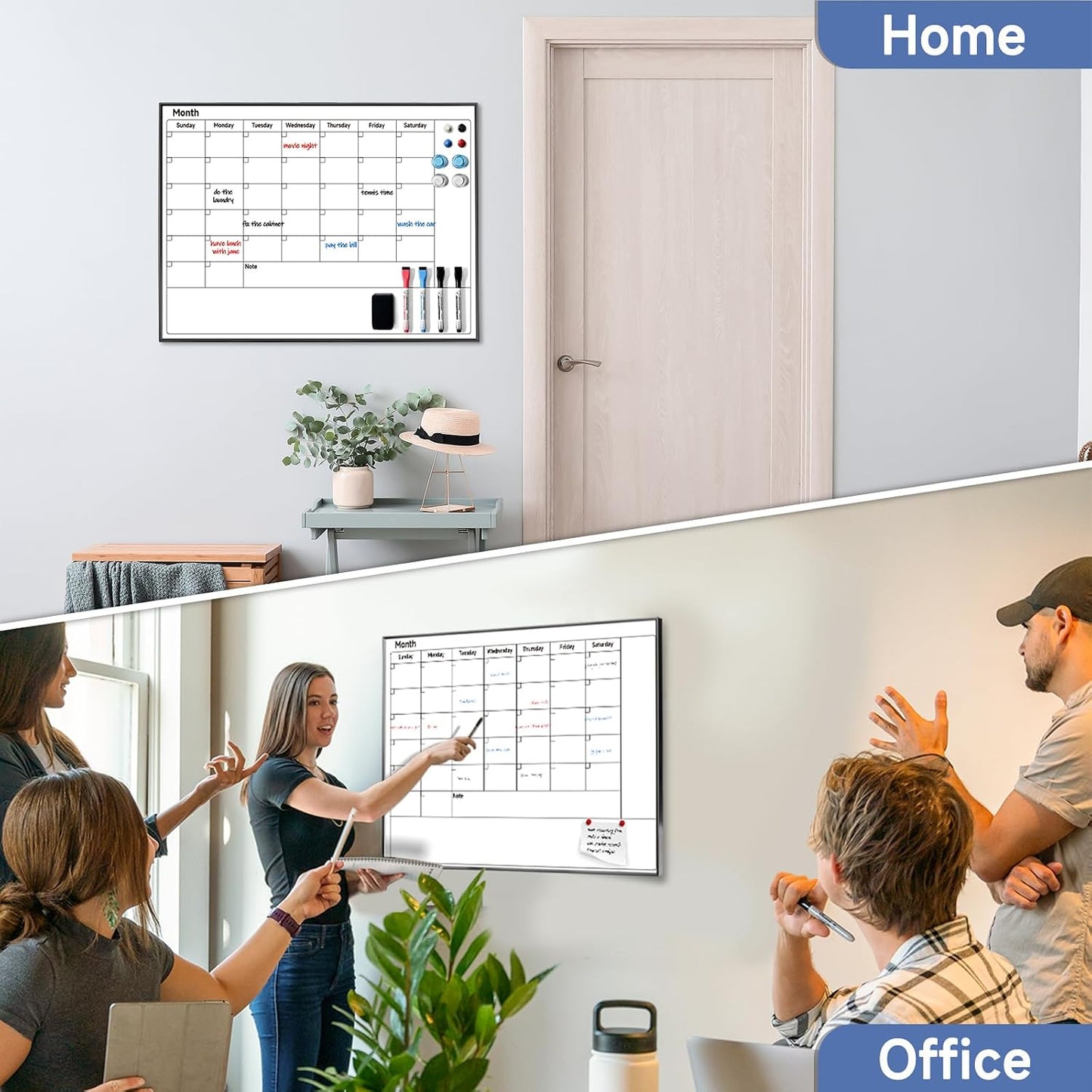 Weekly Planner Whiteboard 16"x12" with Handle | Magnetic Dry Erase Weekly Calendar with Aluminum Frame, Portable Hanging Board for Wall, Door, Desktop, 2 Markers & Magnets