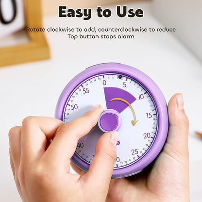 Visual Timer for Kids 60-Minute Countdown Timer with Optional Alarm, Focus Tool for ADHD & Autism, Time Management for Homework, Chores, Office, Kitchen, Teaching & Study Routines (Pink)