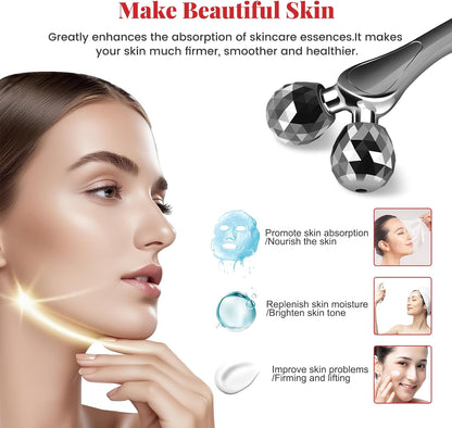 Wireless Face Massager Tool, 8-Roller 3D Face Roller for Women, LED Facial Massager,V-Shape Face Sculpting Tool for Jawline, 6 Light & Vibration Modes, USB-C Rechargeable