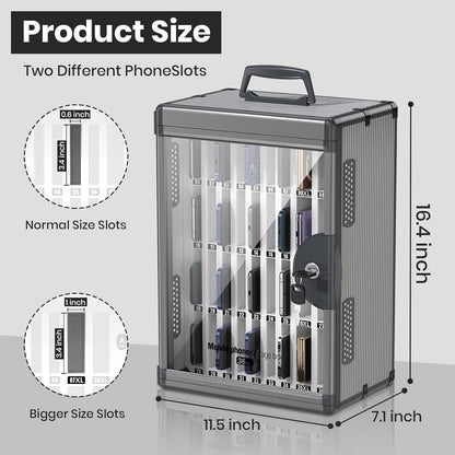 36 Slots Cell Phone Locker for Classroom, Portable Mobile Phone Storage Box with 【2 Different Size Slots】, Phone Lock Box Wall Mounted (Black)