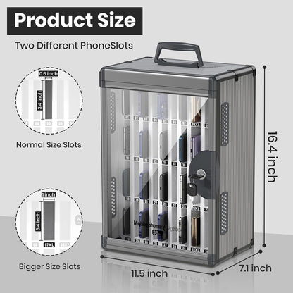 36 Slots Cell Phone Locker for Classroom, Portable Mobile Phone Storage Box with 【2 Different Size Slots】, Phone Lock Box Wall Mounted (Black)