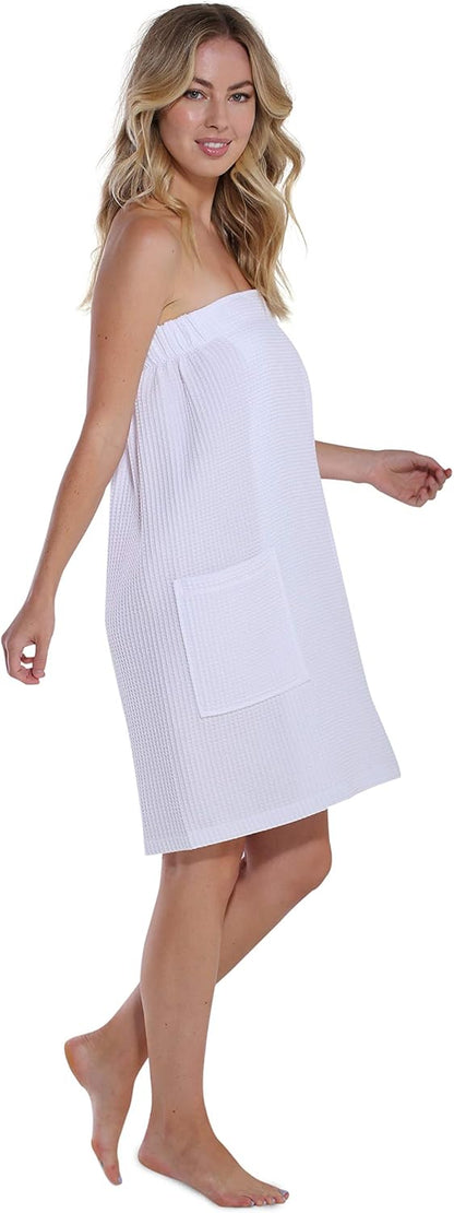 Turquaz Lightweight Knee Length Waffle Robes For Women Spa Bath Waffle